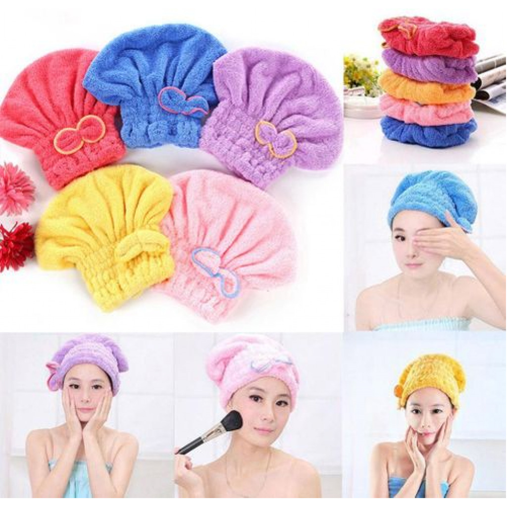 Microfiber Hair Quick Drying Towel Bath Wrap Shower Cap Turban, Color May Vary Towels TilyExpress