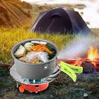 Portable Camping Gas Stove,Folding Windproof Ignition Gas Stove Silver