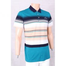 Men’s Striped Polo-Shirt – Blue, White Men's Casual Button-Down Shirts