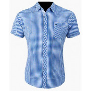 Men’s Checkered Shirt – Blue,White Men's Casual Button-Down Shirts