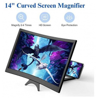 Curved Magnifier for Cell Phone -3D HD Magnifing Projector Screen, Black