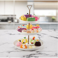 3 Tier Porcelain Round Cake Plate with Gold Stand, White Baking Tools & Accessories TilyExpress 2