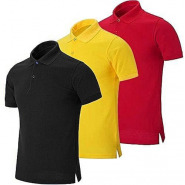 3 in 1 Pack of Men’s Polo Shirts – Black,Yellow,Red Men's T-Shirts
