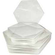 12 Pieces Of Hexagonal Plates & Side Plates Dinnerware - White