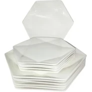 12 Pieces Of Hexagonal Plates & Side Plates Dinnerware - White