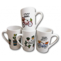 6 Pieces Of Mult-Printed Coffee Tea Cups Mugs- White