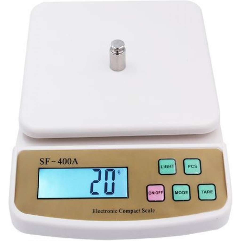 Multipurpose Digital Kitchen Weighing Scale With Max Capacity Of 10Kg- White