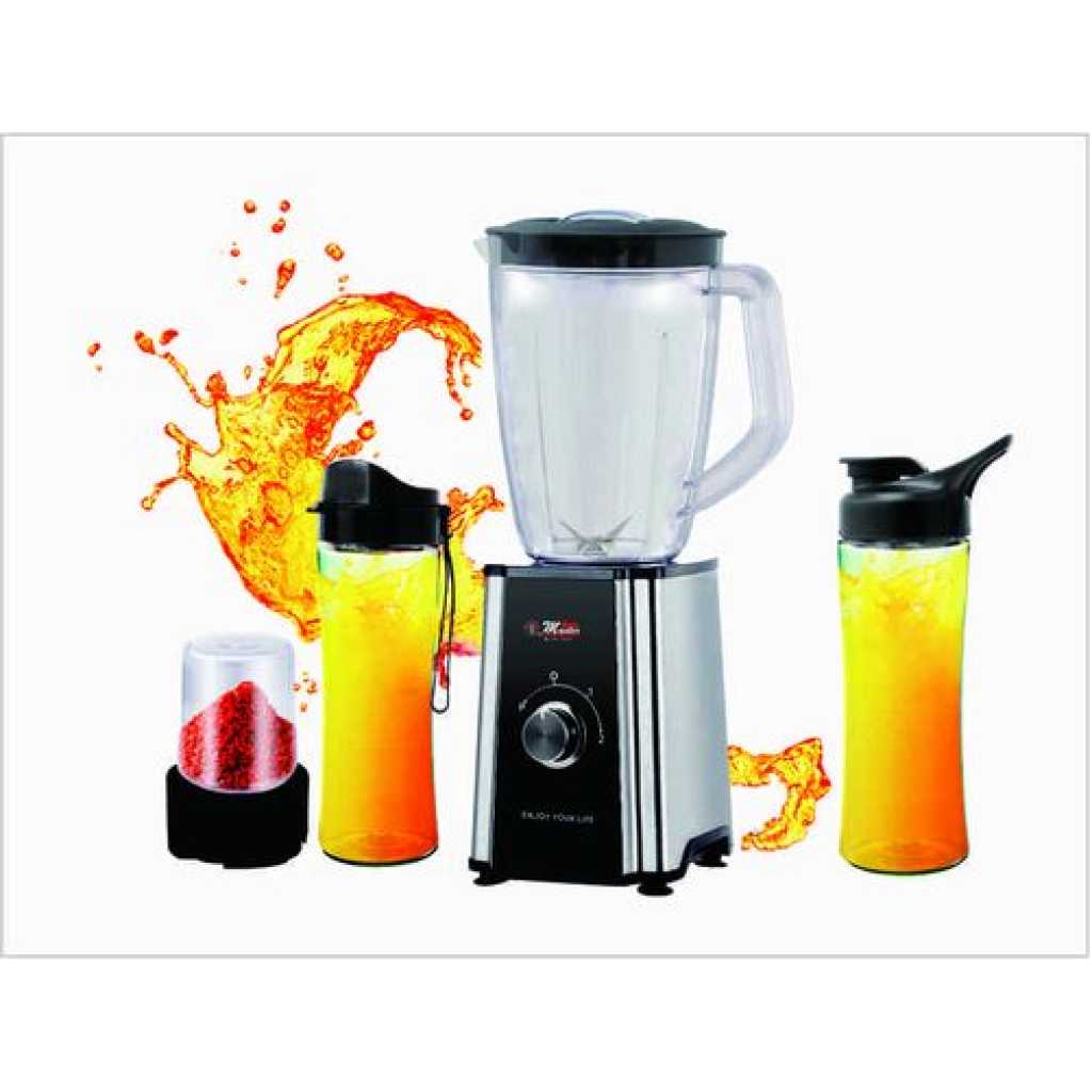 Electro Master EM-BL-1074 4 in 1 Smoothie Blender, 1 Litre - Grey