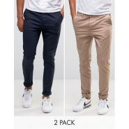 Pack of 2 Men’s Stretchable Khaki Pants – Brown,Black Men's Pants
