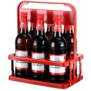Plastic Foldable 6 Bottles holder Basket Rack, Red Kitchen Storage & Organization
