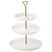 3 Tier Porcelain Round Cake Plate with Gold Stand, White Baking Tools & Accessories TilyExpress 2