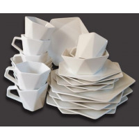 24 Pieces Of Hexagonal Plates, Bowls, Cups, Dinner Set- White Dinnerware Sets TilyExpress 2