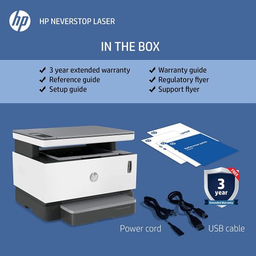 HP Neverstop 1200wPrinter, Print, Copy, Scan, WiFi Laser Printer, Mess Free Reloading, Save Upto 80% on Genuine Toner, 5X Print Yield