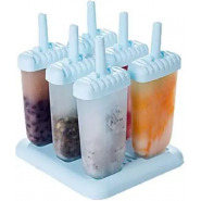 6 Ice Pop Makers, Popsicle Frozen Candy Lolly Ice Cream Moulds Tray- Blue.