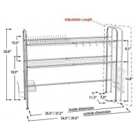 2 Tier Over The Sink Dish Drying Rack Nonslip Height Adjustable (Double Sink) Drainer, Silver