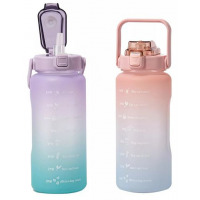 2L Time Marked Fitness Jug Outdoor Frosted Water Bottle, Color May Vary