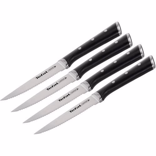 Tefal K232S414 Ice Force Stainless Steel Steak Knifes - Set of 4 - 11cm, Black