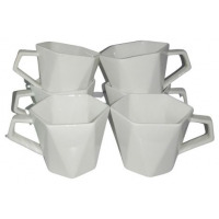 6 Pieces of Hexagonal Tea Coffee Mugs Cups-White Teacups TilyExpress 5