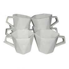 6 Pieces of Hexagonal Tea Coffee Mugs Cups-White