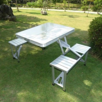 Foldable Outdoor, Aluminum Picnic Camping Table ,Silver Camping Furniture TilyExpress 8