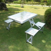 Foldable Outdoor, Aluminum Picnic Camping Table ,Silver