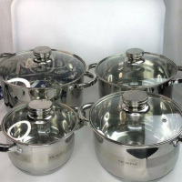8 Pieces Of Heavy Stainless Steel Saucepans Cookware, Silver Cooking Pans TilyExpress 8