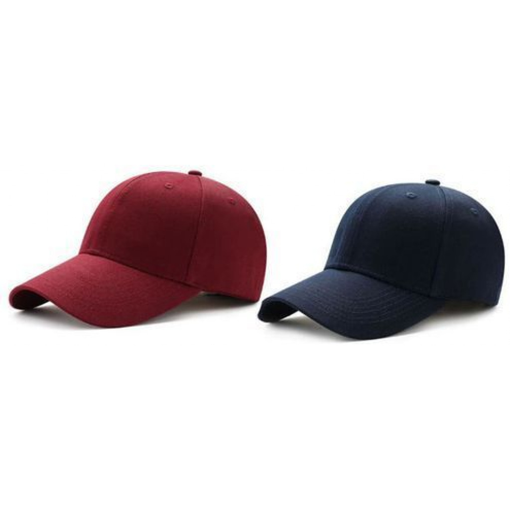 Pack of 2 Adjustable Caps – Maroon, Navy Blue Men's Hats & Caps TilyExpress