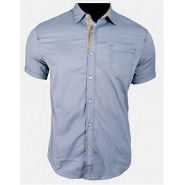 White Label Single Pocket Short Sleeve Shirt – Blue Men's Casual Button-Down Shirts
