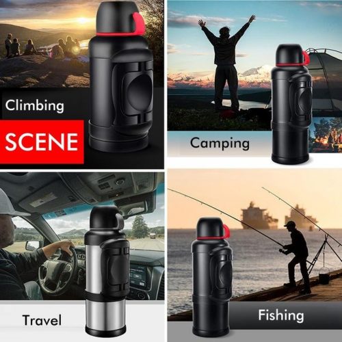 4L Stainless Steel Thermos Bottle Travel Water Kettle Vacuum Flask, Black.