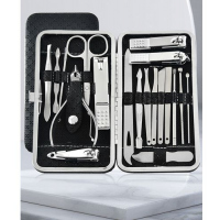 Manicure Nail Care & Pedicure Kit-19 in 1 Grooming Kits, With Luxurious Travel Case (Black)