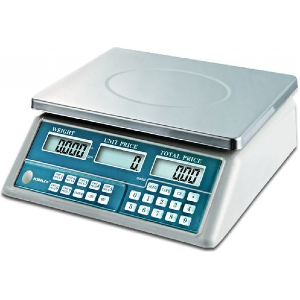 Kinlee 30kg Electronic Mini Digital Price Computing Weighing Scale LCD Display- White