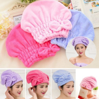 Microfiber Hair Quick Drying Towel Bath Wrap Shower Cap Turban, Color May Vary