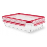 Tefal Masterseal 1.3 Litre Food Container, Red/Clear, Glass, K3010412