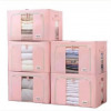 3 Pc Foldable Clothes Beddings Storage Box Organizer With Metal Frame, Pink