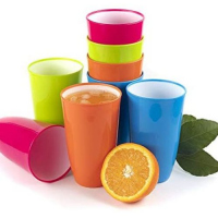 12 Pieces of Plastic Juice Tumbler Cups, Multi-Colours