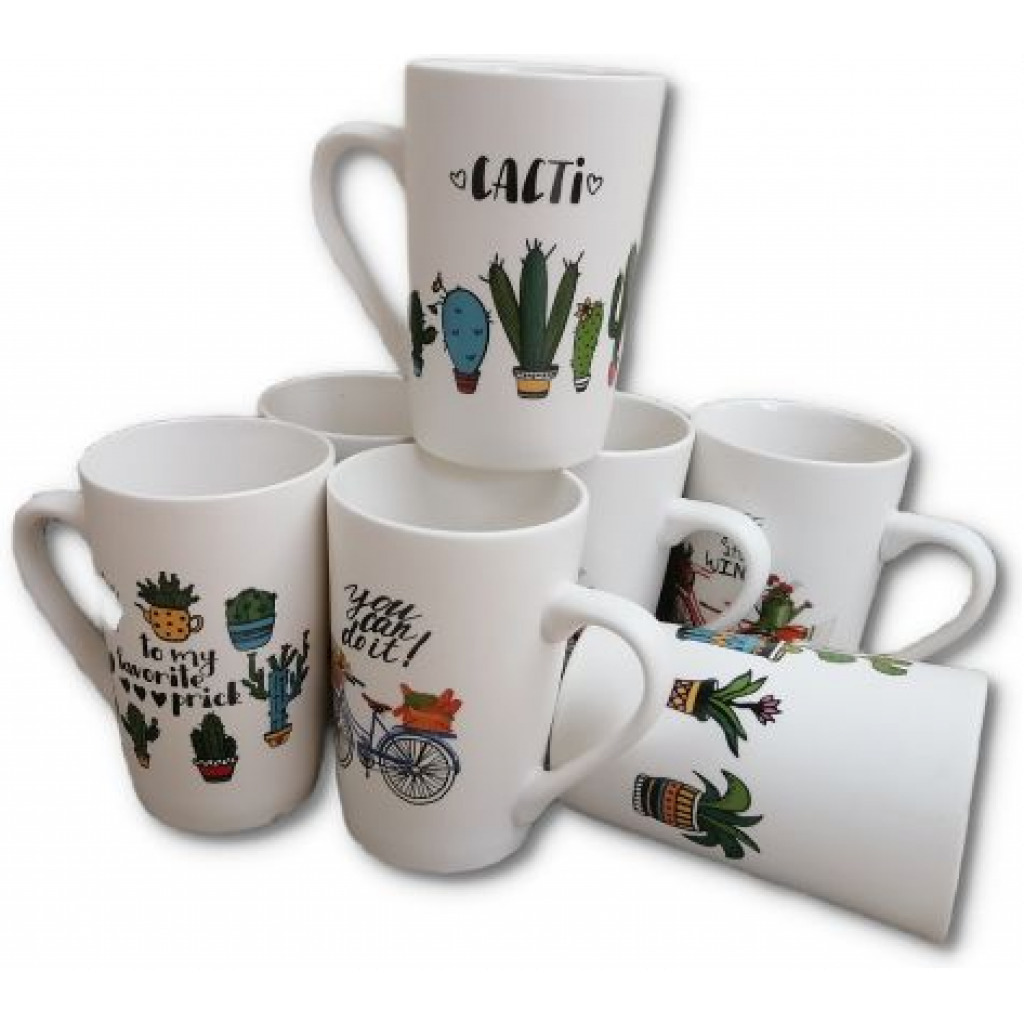 6 Pieces Of Mult-Printed Coffee Tea Cups Mugs- White Teacups TilyExpress 3