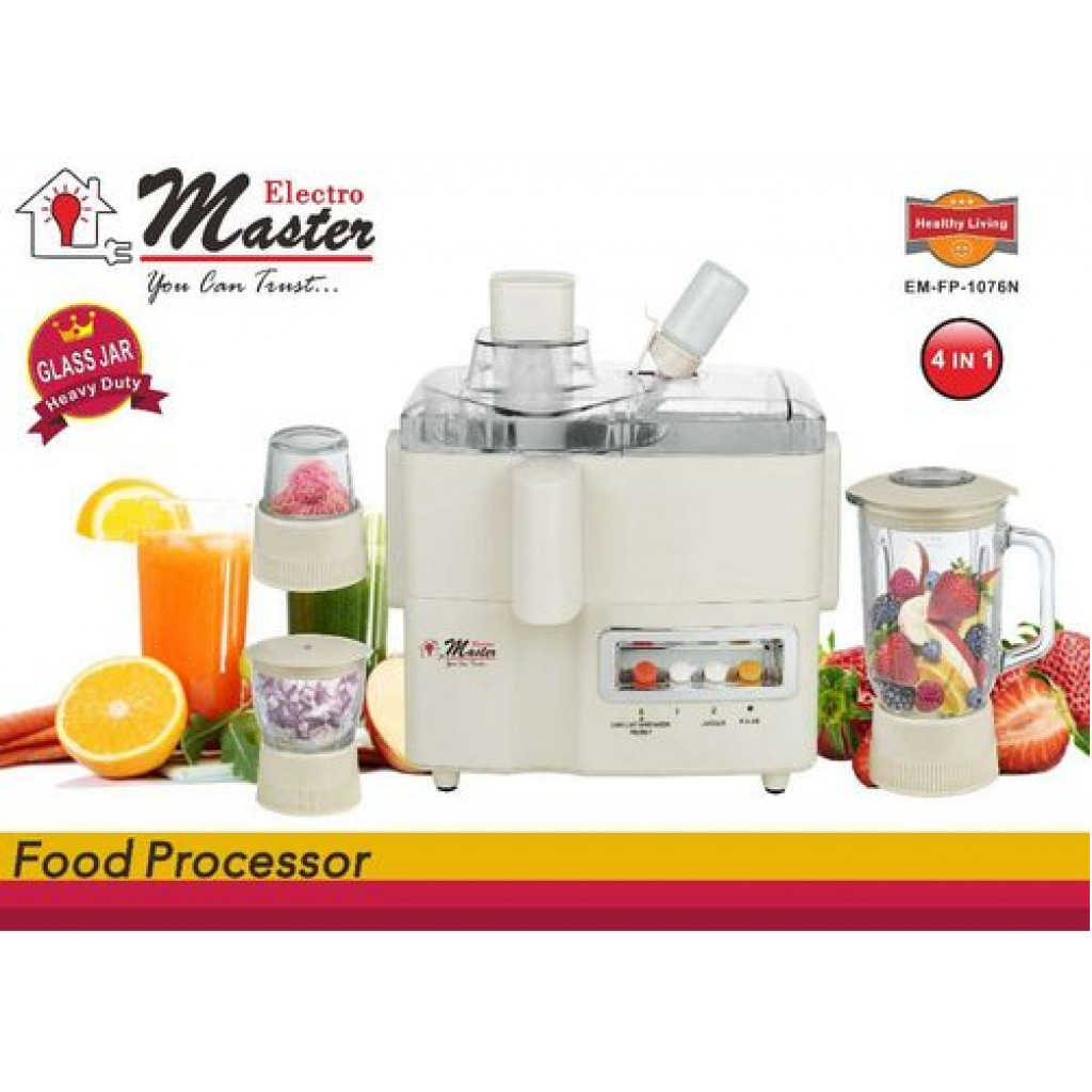 Electro Master EM-FP-1077 4 In 1 Food Processor - White