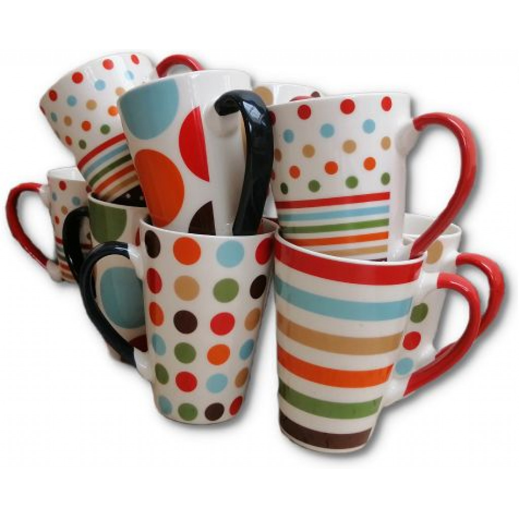 6 Pieces Of Printed Coffee Tea Cups Mugs- MultiColours Teacups TilyExpress 4