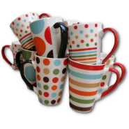 6 Pieces Of Printed Coffee Tea Cups Mugs- MultiColours