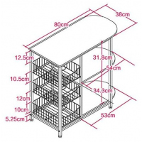 Microwave Oven Stand Storage Organizer & 3 Basket Rack Counter Trolley, Brown Kitchen Storage & Organization TilyExpress 2
