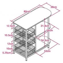 Microwave Oven Stand Storage Organizer & 3 Basket Rack Counter Trolley, Brown Kitchen Storage & Organization TilyExpress