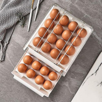 32 Eggs Tray Storage Box Double-deck Refrigerator Drawer, White