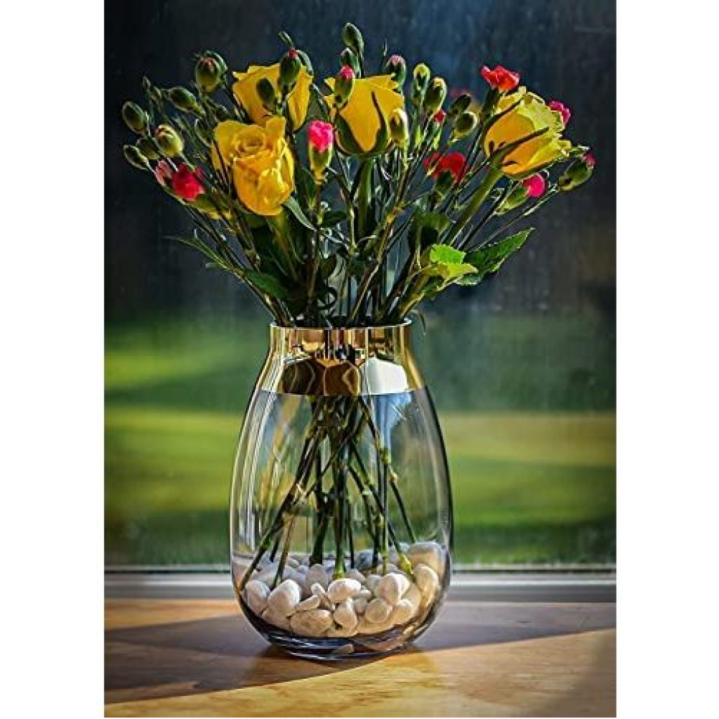 Glass Lights, Flower Vase For table, living room kitchen Decor, Grey Vases TilyExpress 7