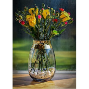 Glass Lights, Flower Vase For table, living room kitchen Decor, Grey Vases TilyExpress 2