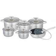 Kaisa Villa 12 Pc Stainless Steel Cookware Pots And Frying pan Saucepans, Silver Cooking Pans TilyExpress 2