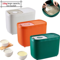 10kg Rice Bucket Insect-Proof & Moisture-proof Grain Storage Tank With Scale, Green