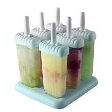 6 Ice Pop Makers, Popsicle Frozen Candy Lolly Ice Cream Moulds Tray- Blue.