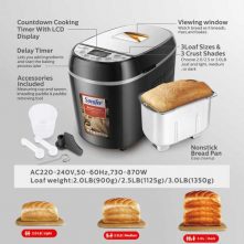 Sonifer SF-4005 Automatic Electric Programmable Digital Bread Maker Machine, Black