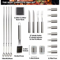 26Pc Barbecue Tools Grilling Utensil Accessories Outdoor Cooking Kit, Silver.