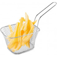 Square Mesh Frying Basket French Fry Chips Net Strainer Oil Filter, Silver Colanders & Food Strainers